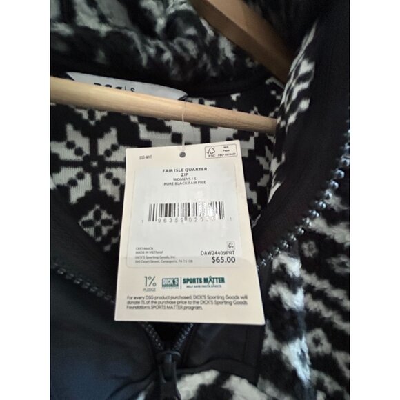 NEW DSG Women's S Quarter Zip Fair Isle Fleece, Black & White MSRP $65 - Picture 3 of 3